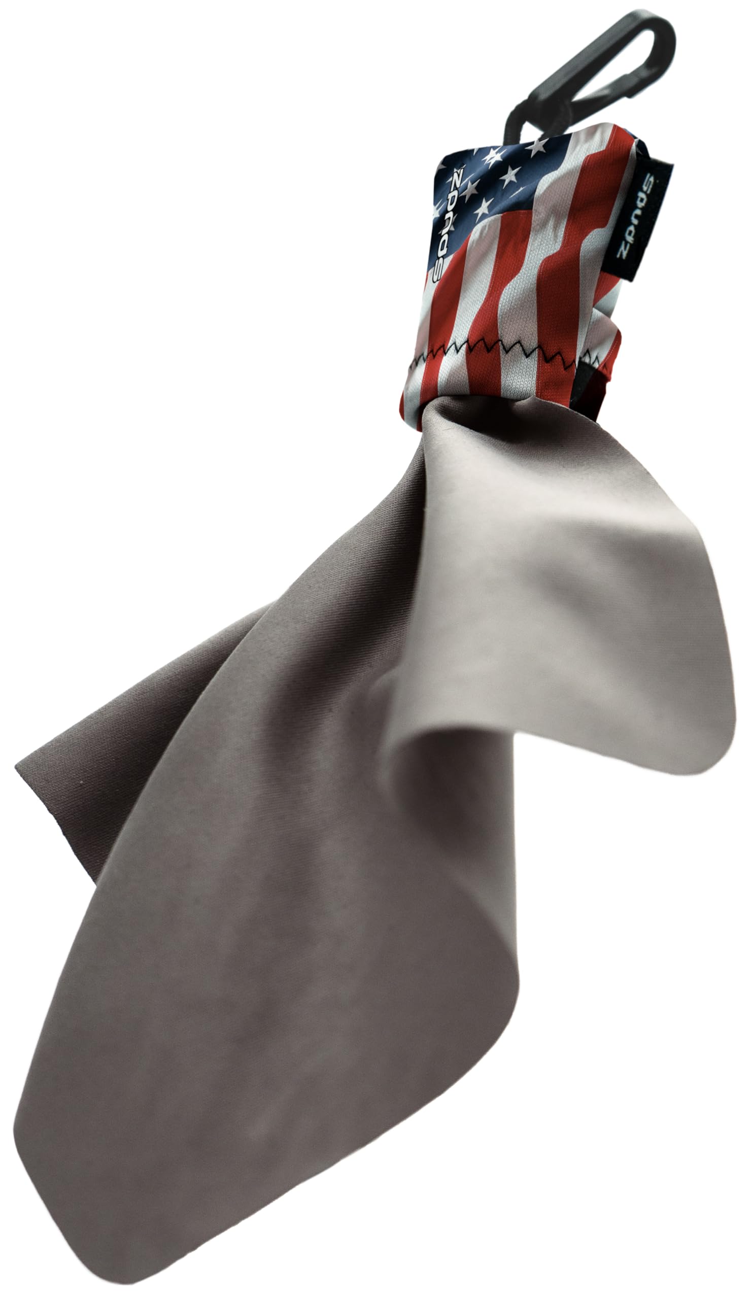 SPUDZ Ultra Microfiber Lens Cleaner – Closable Pouch, Clip-On, Washable – for Optics, Scopes, Glasses | USA Flag, 6 x 6 Inch