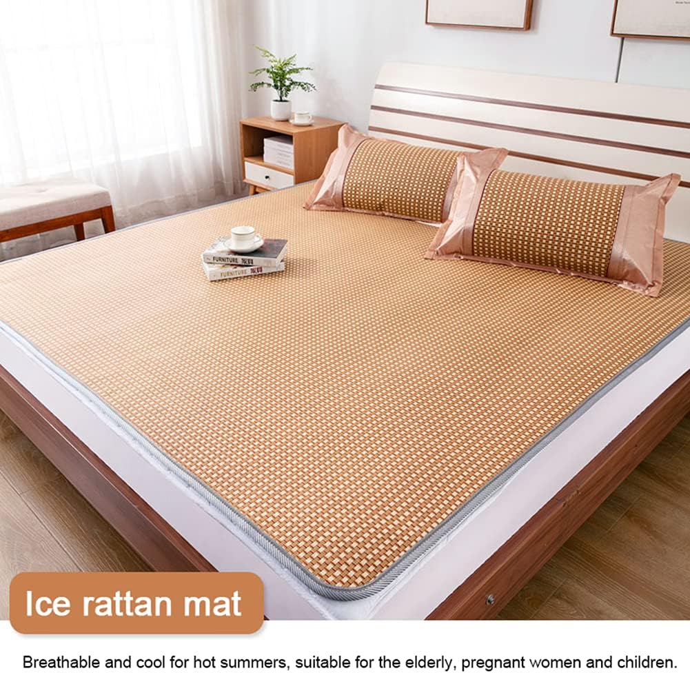 Foldable Rattan Sleeping Mat, Non-Adhesive Skin Durable Rattan Summer Sleeping Mat Summer Sleeping Mat, Practical Cooling School for Home School Dormitory (A 1.8x2.2m)