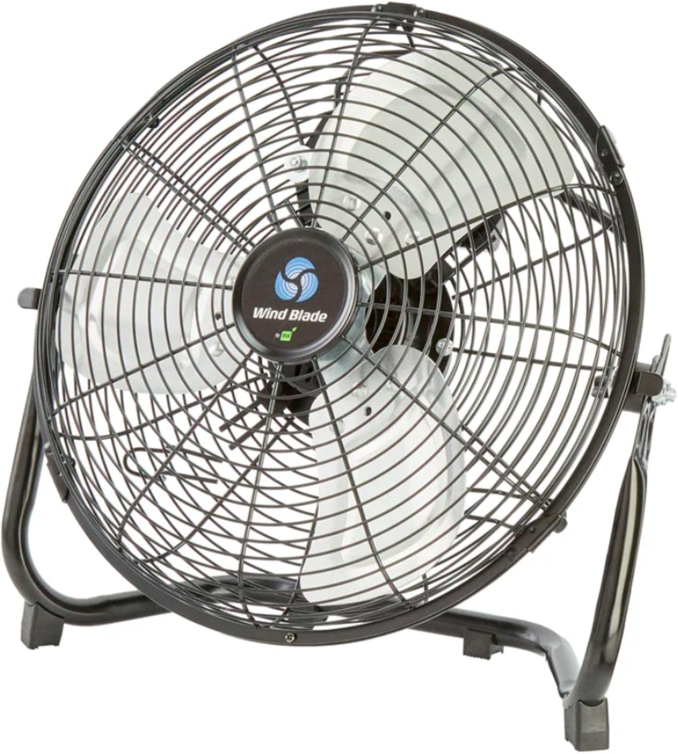 Restaurantware Industrial Floor Fan 1 Count 14 Inch Steel Industrial Floor Fan with Aluminum Blade and Steel Guard, Adjustable Tilt, 3-Speed, High Airflow, Black, 1 Count, 1/18 HP