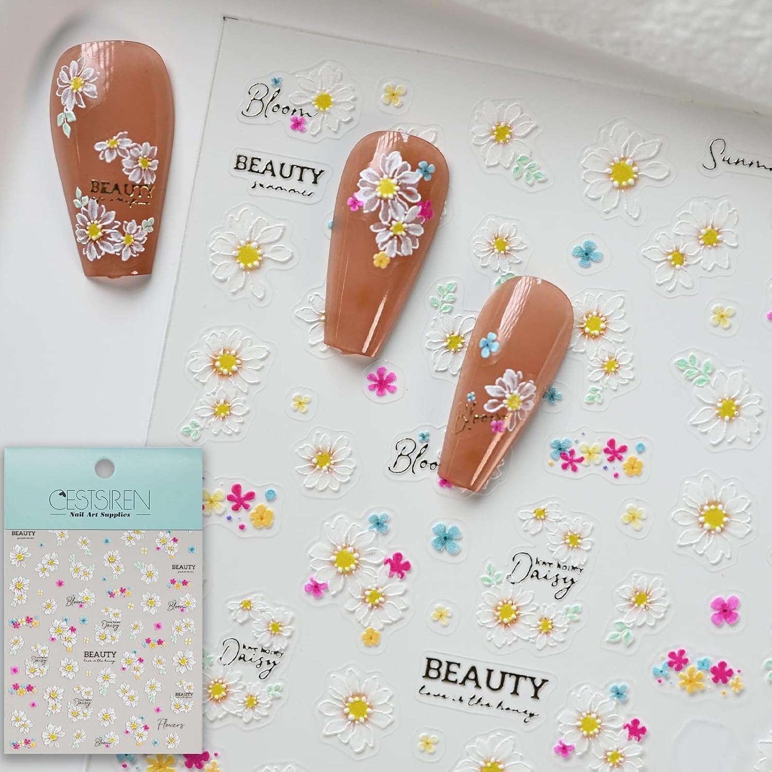 CESTSIREN Sparkling Moon Star Nail Art Stickers, Totem Nail Decals, Self-Adhesive, Nail Accessories & Supplies, Durable & Long-Lasting