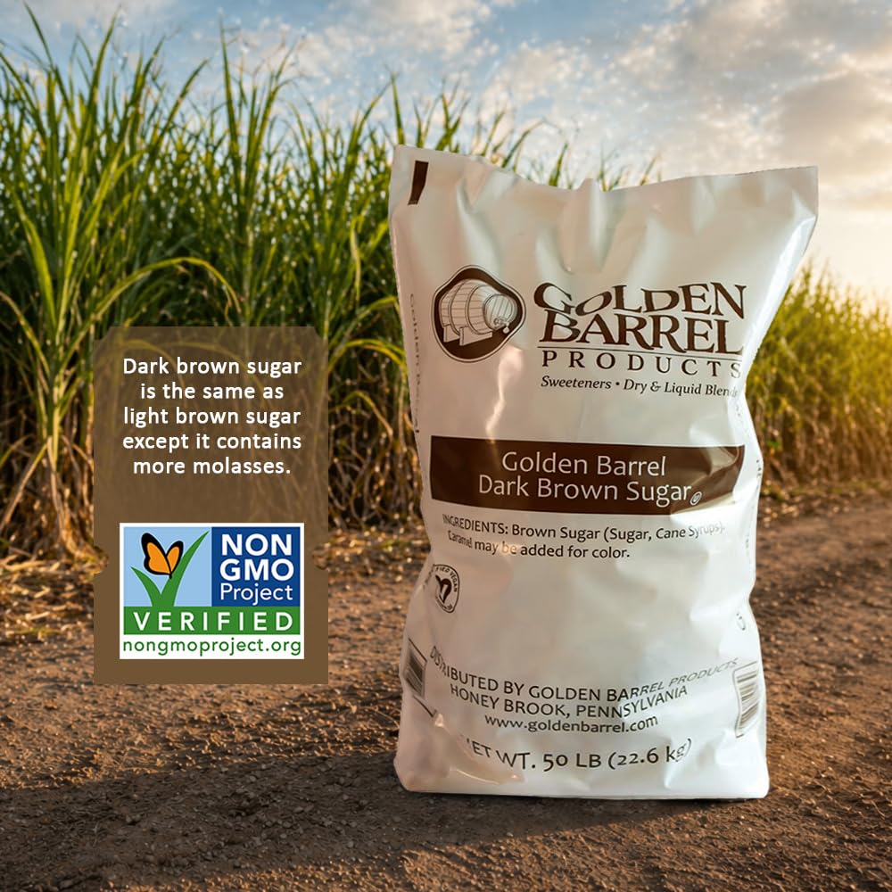 Golden Barrel Dark Brown Sugar 50 lb Bulk Size Rich Molasses Cane Sugar for Baking Sauces & Food Service product thumbnail 3