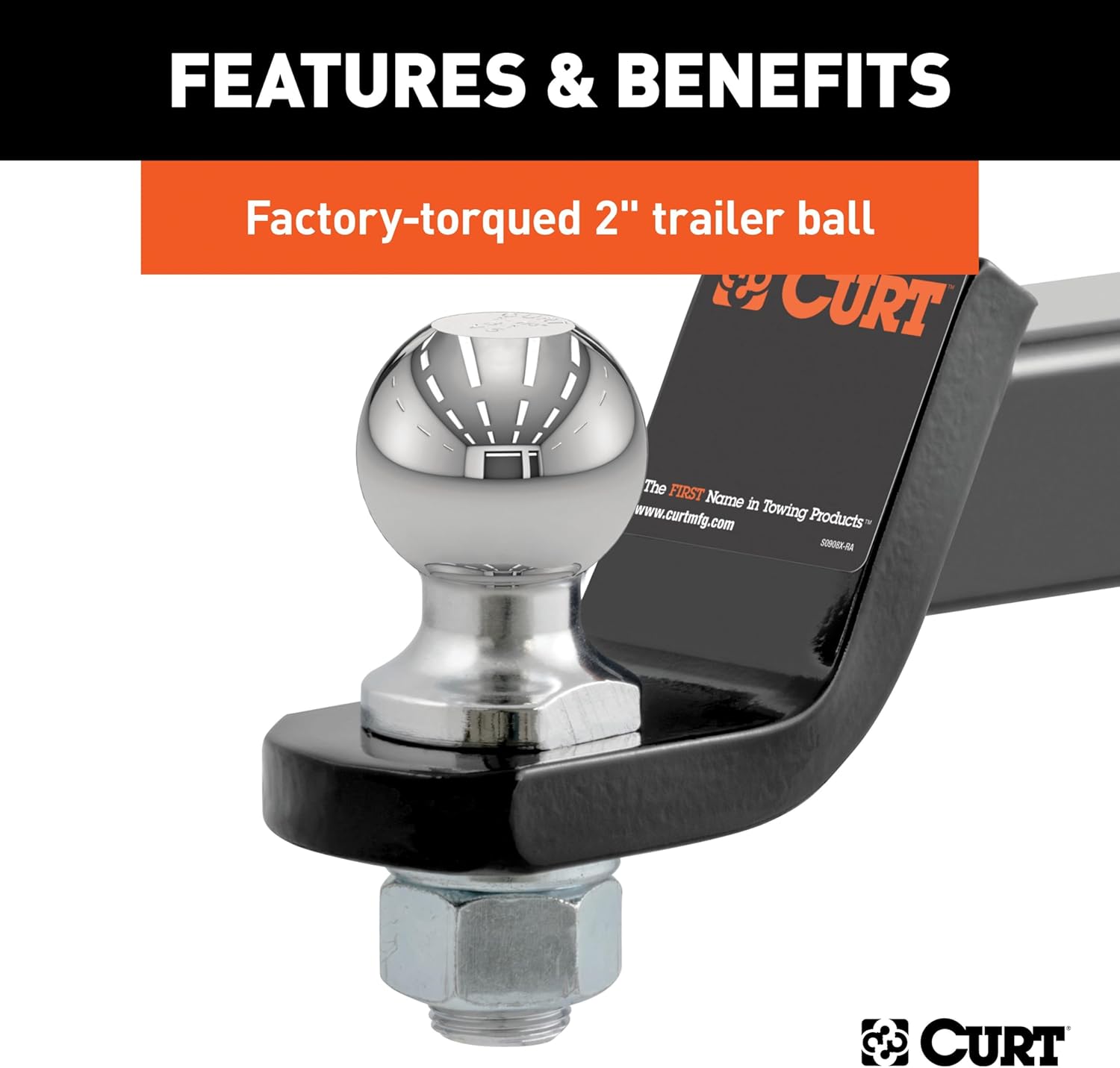 CURT 45037 Trailer Hitch Mounts with 2-Inch Ball & Pin, Fits 2-In Receiver, 7,500 lbs, 2" Drop, 3-Pack, Black