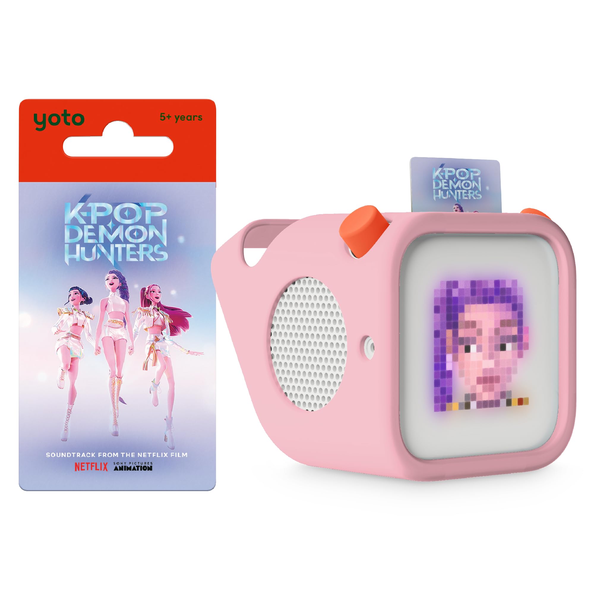 YOTO Player Bundle + Kpop Demon Hunters + Think Pink Adventure Jacket - Kids Bluetooth Audio Speaker, All-in-1 Screen-Free Device Plays Stories Music Podcasts Radio White Noise Thermometer Nightlight