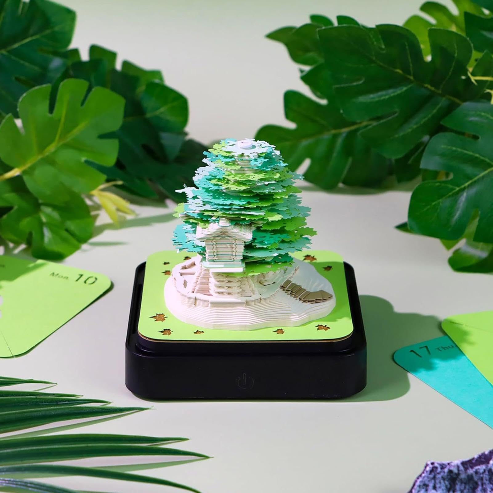 Generisch 3D Kalender - und Hausdesign-Kunsthandwerk | Mit transparenter Staubabdeckung und ästhetischen Abreiß-Haftnotizen für Zeitplanung Büro Lehrer Studenten tägliche Aufgaben