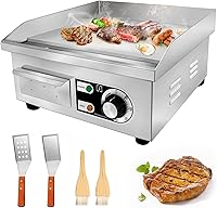 Vista 1 de Plancha eléctrica comercial de 14 pulgadas, plancha eléctrica de encimera plana, parrilla eléctrica superior plana de 110 V 1500 W, parrilla