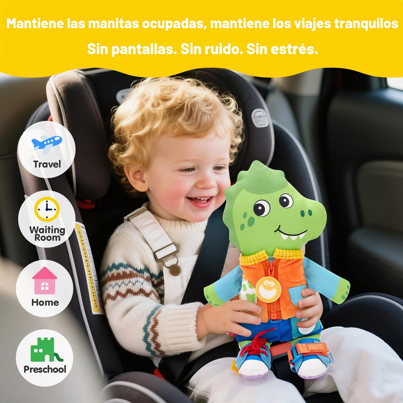 hahaland 2 en 1 Dino & Unicornios Muñeca de Peluche Montessori 1 2 años | Juguetes Interactivo para Vestir, Muñeca Niña, STEM Educativos, Regalos Niña Niños 2 años