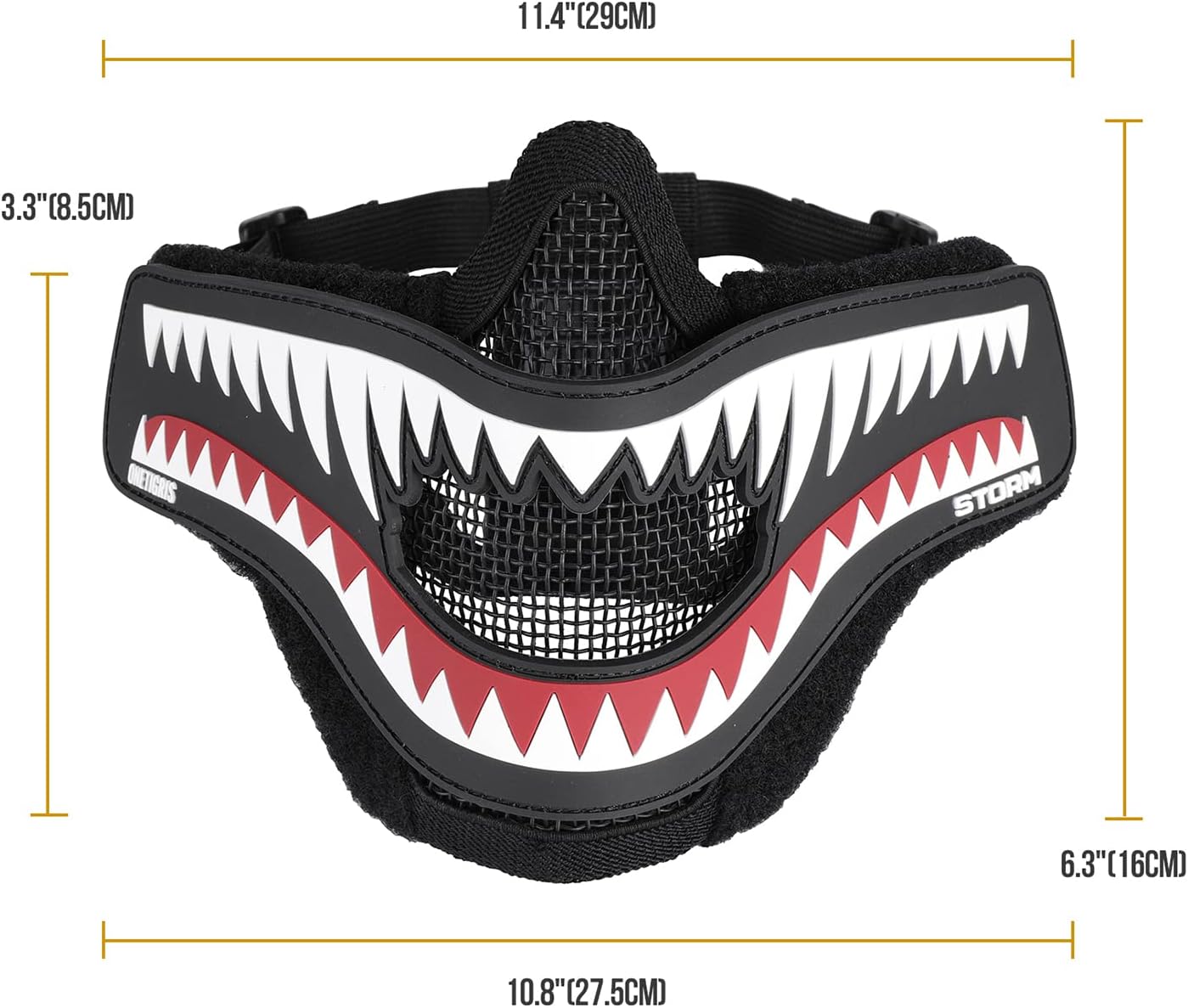 OneTigris X Storm Airsoft Mask Foldable Mesh Mask with Removable Shark Jaw Morale Patch (White Teeth) : Sports & Outdoors