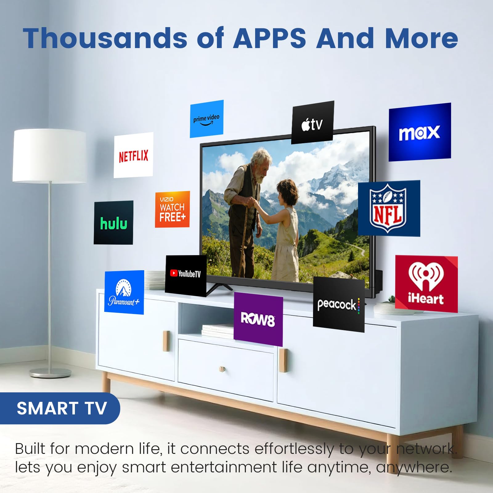 ZOSHING Smart TV de 27 pouces, petit téléviseur avec entrée HDMI, tuner numérique intégré/prise en charge USB, montage mural, pour chambre à coucher, cuisine, camping-car – Télécommande incluse