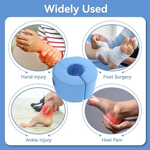 Miniatura 2 de 2 almohadas de elevación de pies, cojín de espuma azul para tobillo y mano, estabilizador de almohada de elevación de piernas con talón de tobillo,