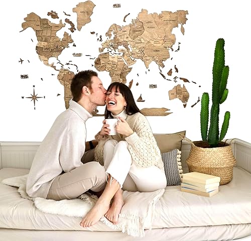 Miniatura 37 de Enjoy The Wood 3D Wood World Map Wall Art Large Wood Wall Décor Housewarming Gift Idea Art World Travel Map For Home & Kitchen or Office