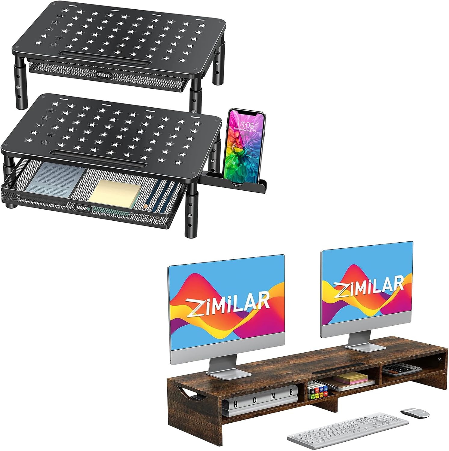 Amazon.com: Zimilar Monitor Stand Riser with Metal Mesh Drawer+ Large ...