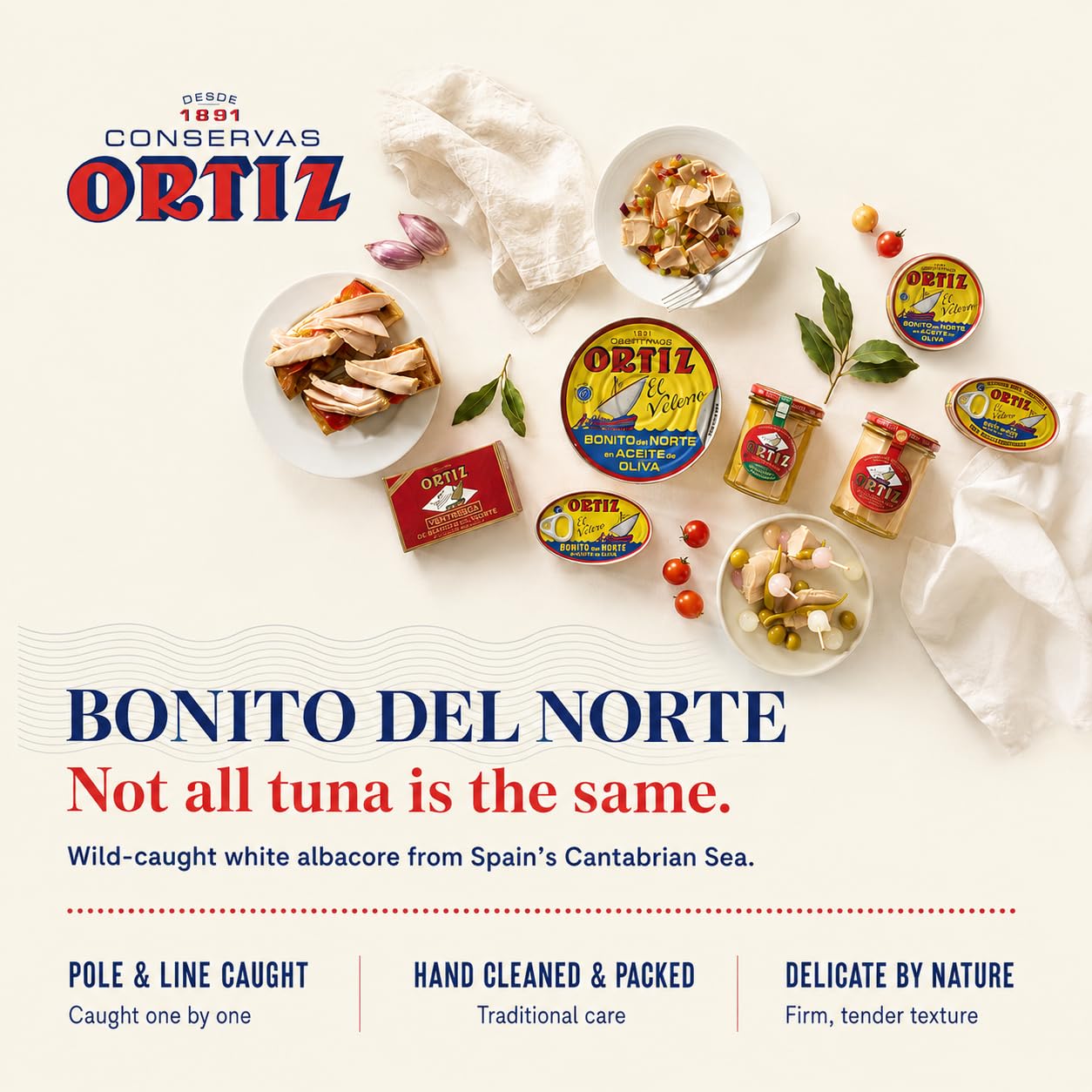 Ortiz Magnifique thon nordique à l'huile d'olive 3,95 oz boîte ovale (espagne) 24 pièces