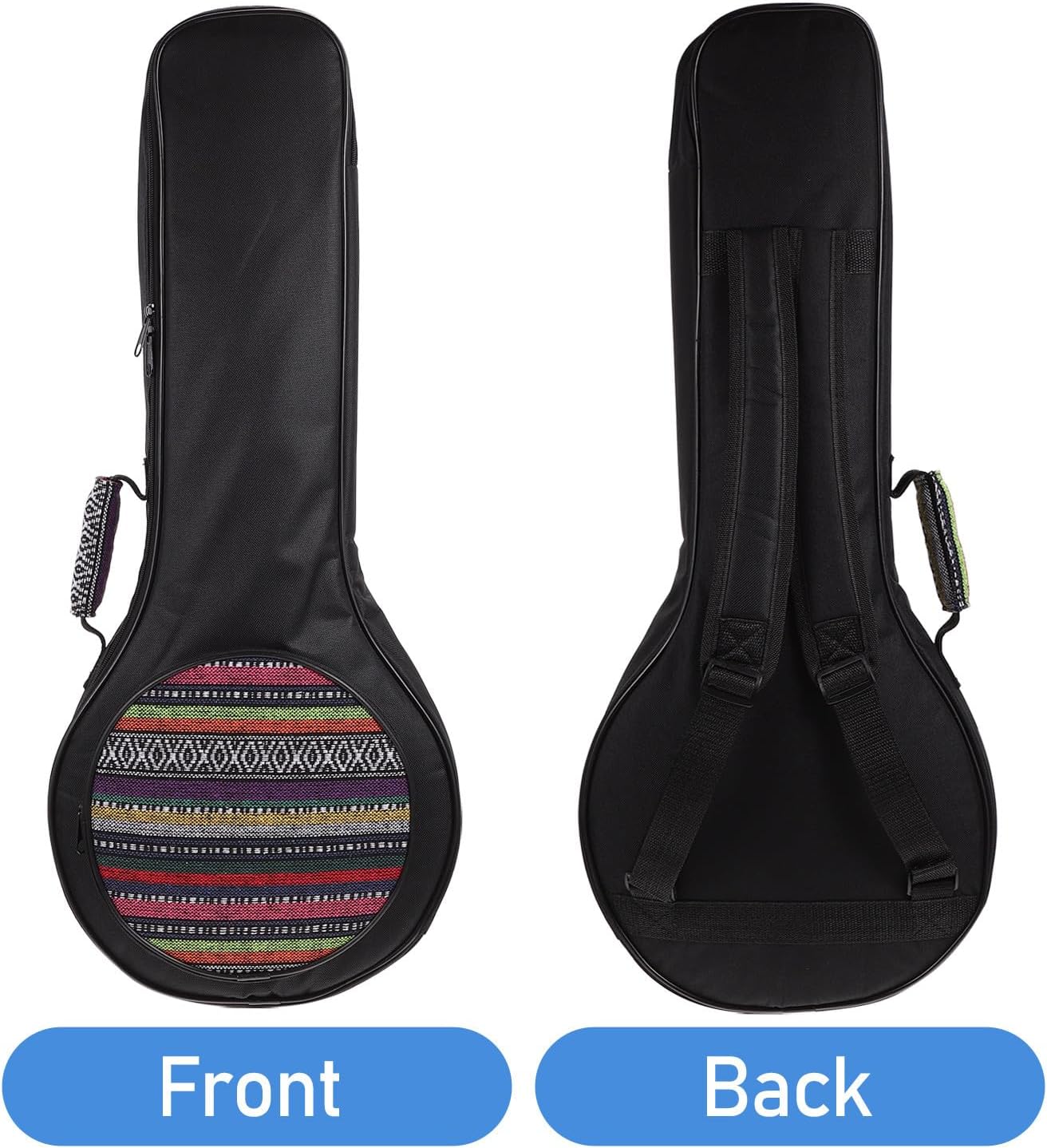 Cotton Mandolin Storage Bag Backpack with Padded Nylon Interior, Portable Musical Instrument Carrying Case for Folk Mandolin Players, Adjustable Shoulder Straps, Lightweight