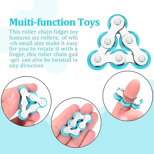 Miniatura 3 de Sumind 2 piezas de cadena de bicicleta Fidget Toys Roller Chain Fidget Toys con seis Flippy novedosos alivio del estrés para adultos Ansiedad