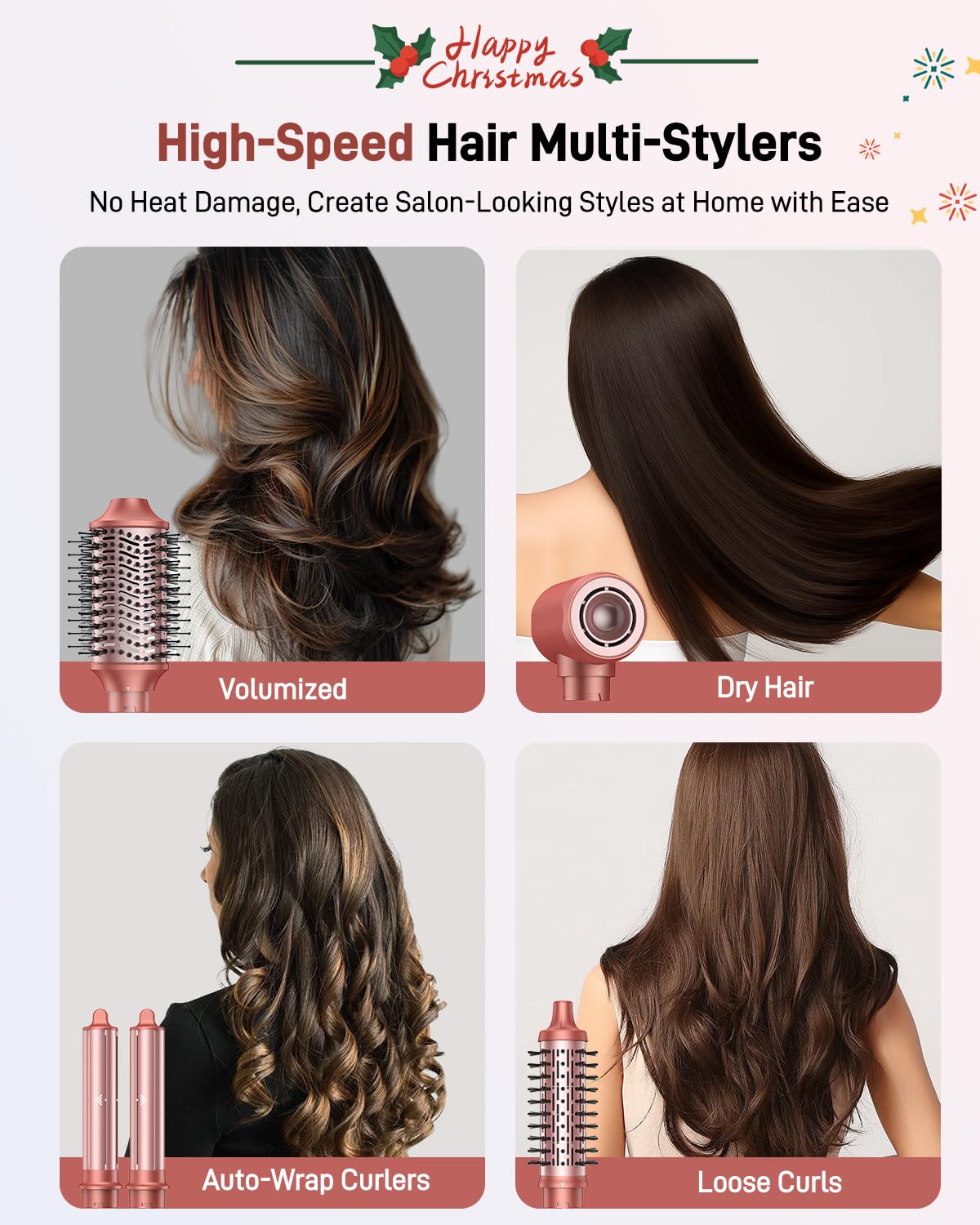 HITTIONA Sèche Cheveux Air Styler 5 en 1 Brosse Soufflante Séchage Rapide Volumisation Bouclage Lisser