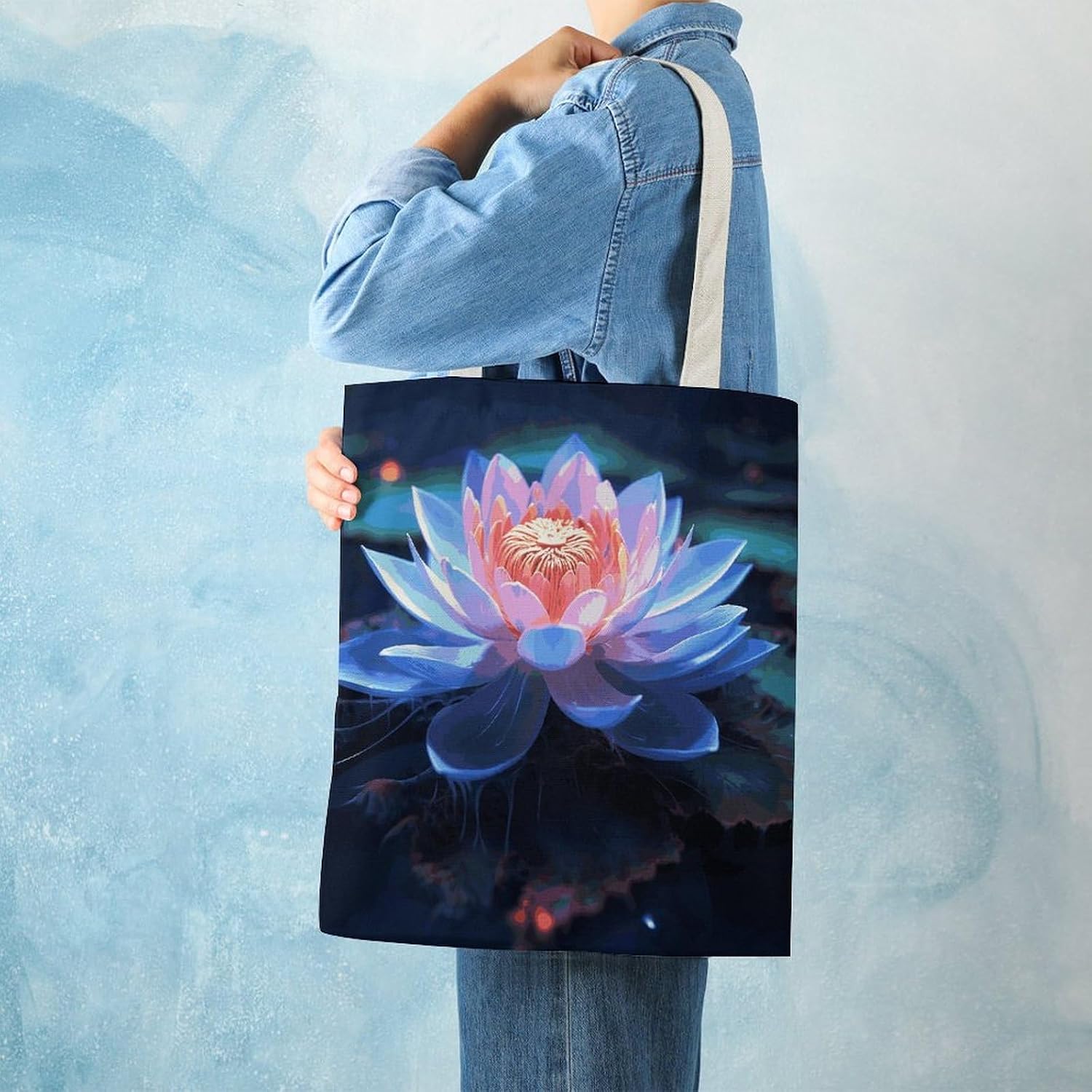 Flower Canvas Tote Bag Reusable Grocery Bag image 2