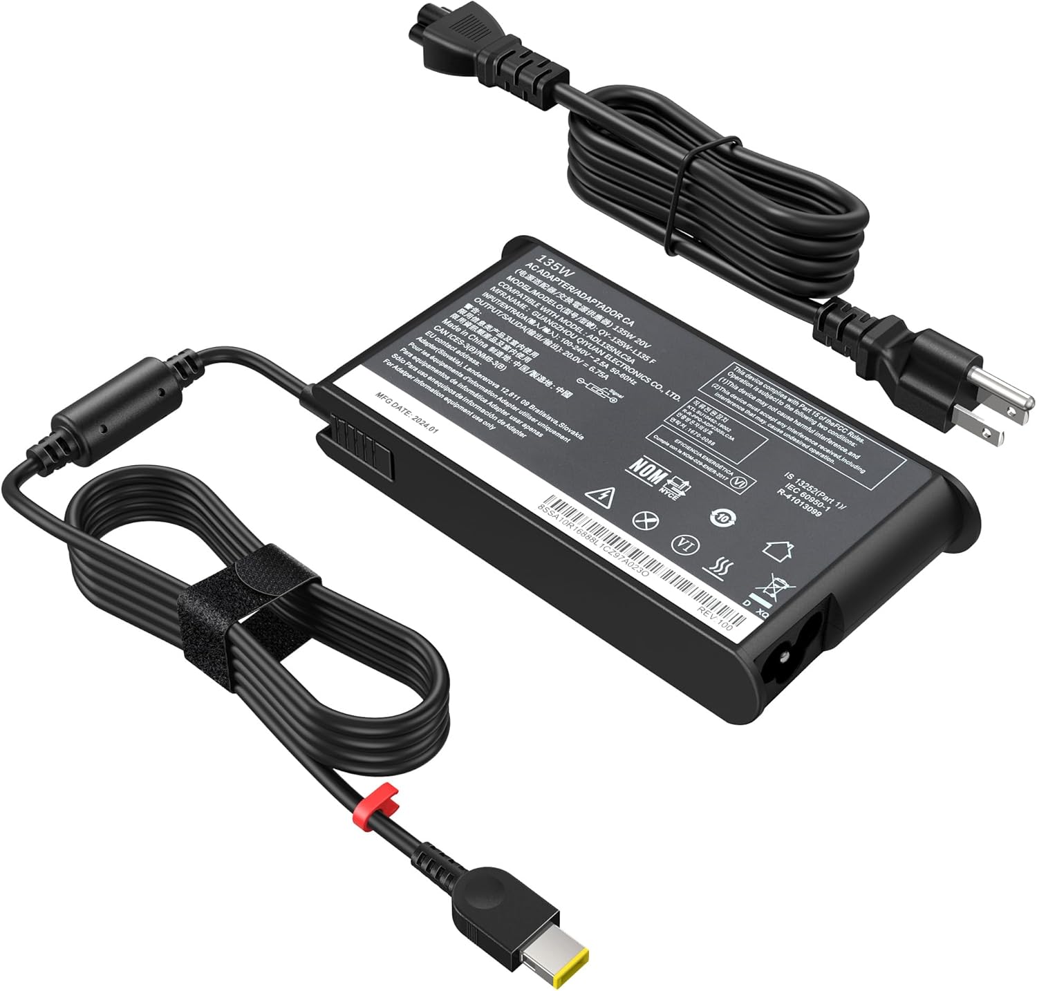 135W Silm Charger Compatible with Lenovo Thinkpad X1 Extreme 20MG 20ME, Ac Power Adapter Compatible with ThinkPad P1 20ME 20V 6.7A ThinkPad X1 ideapad 3 Power Adapter Supply Replament Cord