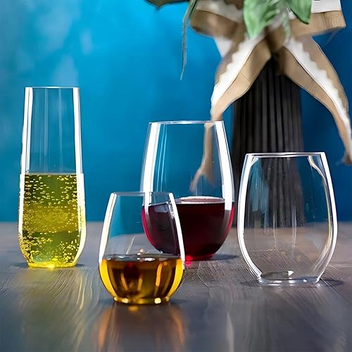 Miniatura 3 de Taza de vino de plástico transparente de alta calidad, 16 onzas (12 paquetes de 6), elegante, duradera y reutilizable, perfecta para fiestas, bodas,