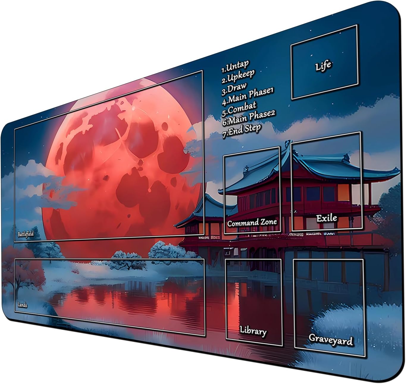 MTG Playmat, Game Play Mat for MTG TCG 24 x 14 inches Trading Card Inked Game Playmats with Storage Bag Smooth Rubber Surface Battle Game