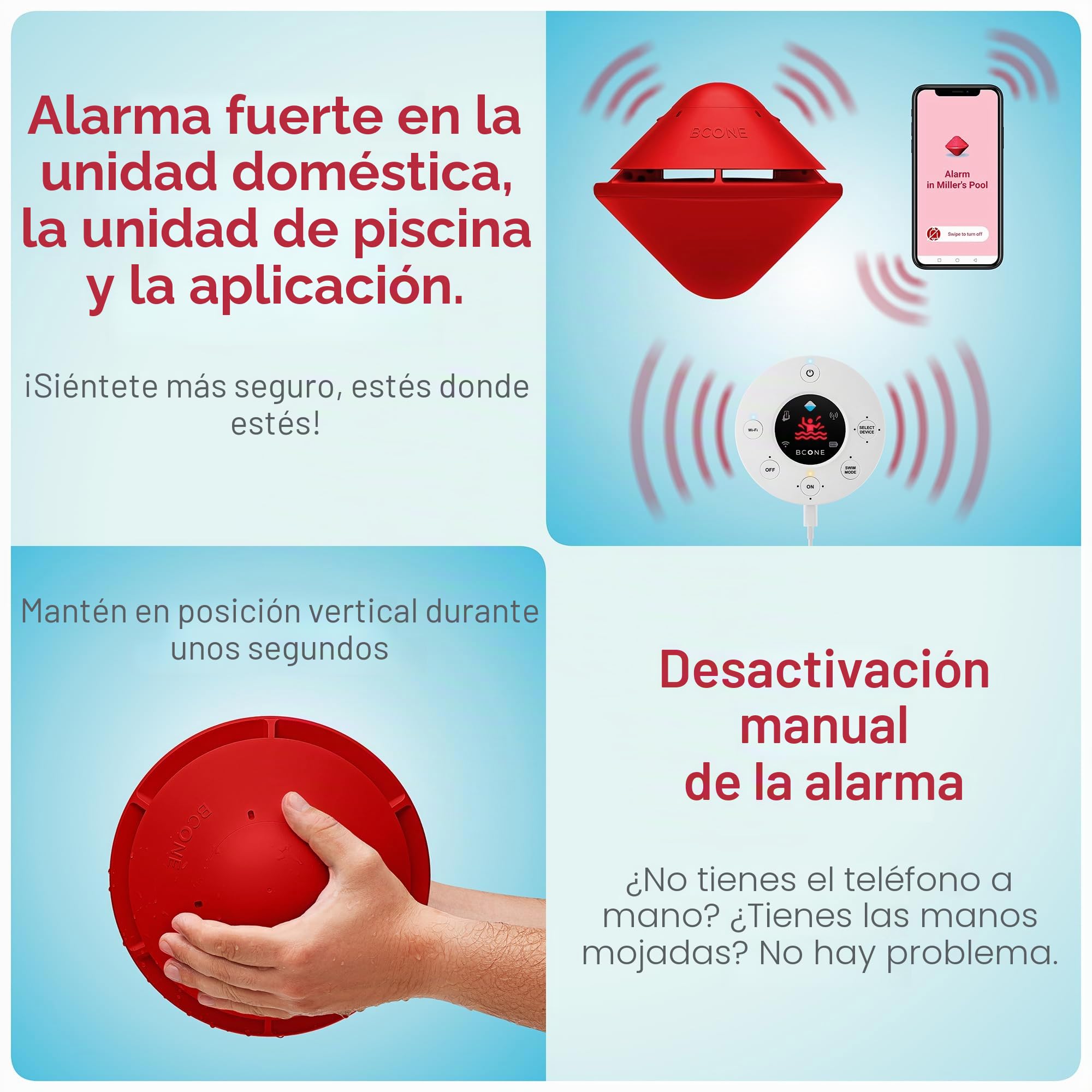 Lifebuoy - Alarma de Seguridad para Piscina . Alarma Flotante con Sirena y App, Sistema Inteligente con Alexa, Detector de Caídas en Alberca, Protección para Niños y Mascotas, Fácil Instalación
