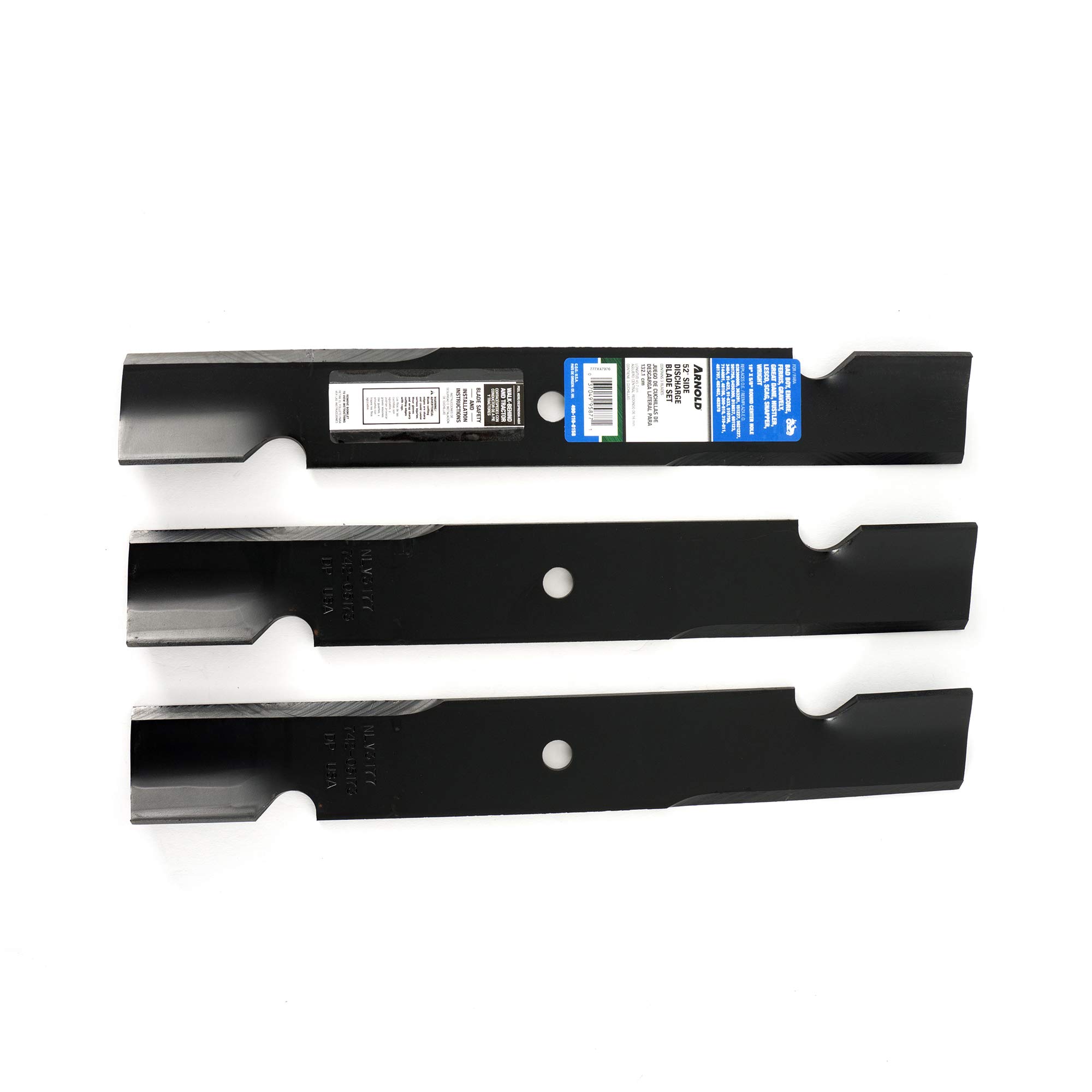 Arnold - Juego de cuchillas para tractor y cortacésped de descarga lateral, 132 cm, modelo 490-110-0158