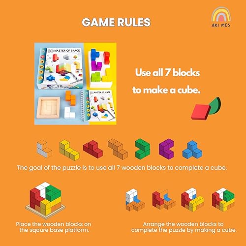 Miniatura 4 de ari mes Rompecabezas 3D Soma Cube para adultos y niños con 60 preguntas rompecabezas bloque de madera rompecabezas matemáticas cubo Montessori