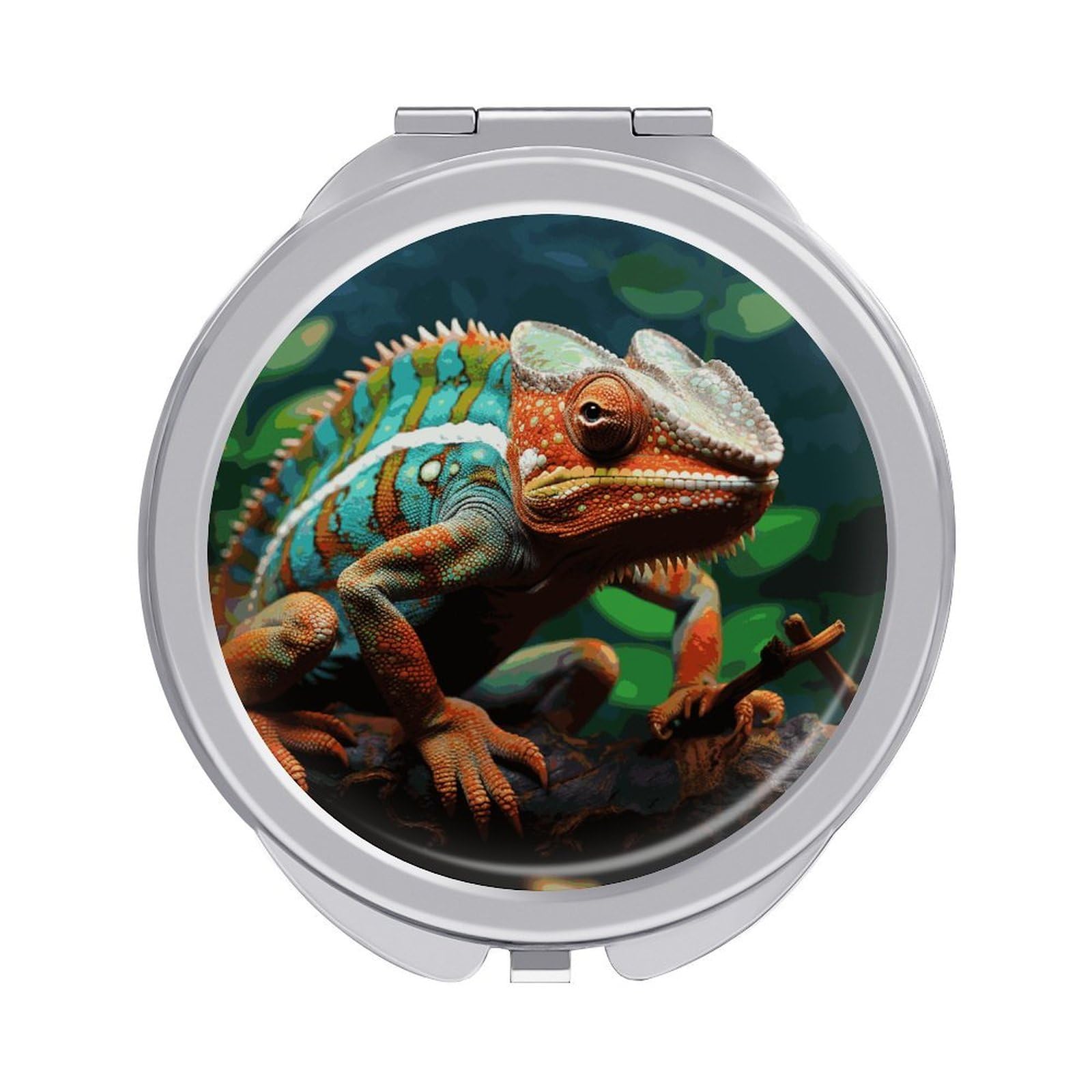 JTREHY Cute Chameleon Makeup Mirror Portable Folding Mirror Compact Travel Mirrors 2-Sided Round Pocket Mirrors Cute Handheld Beauty Mirror for Handbag Purse for Women Gift