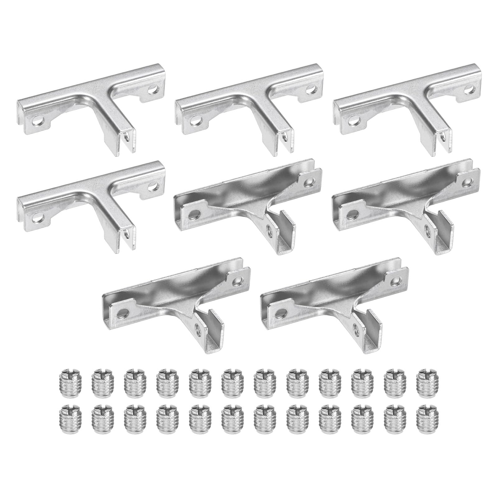 M METERXITY Glass Fixing Clip (3-7mm) 8 PCS - Aluminum Alloy T-Shaped Glass Combination Fixing Bracket & Reinforced Clip Clamp Accessories, Apply to DIY Display Cabinet/Fish Tank