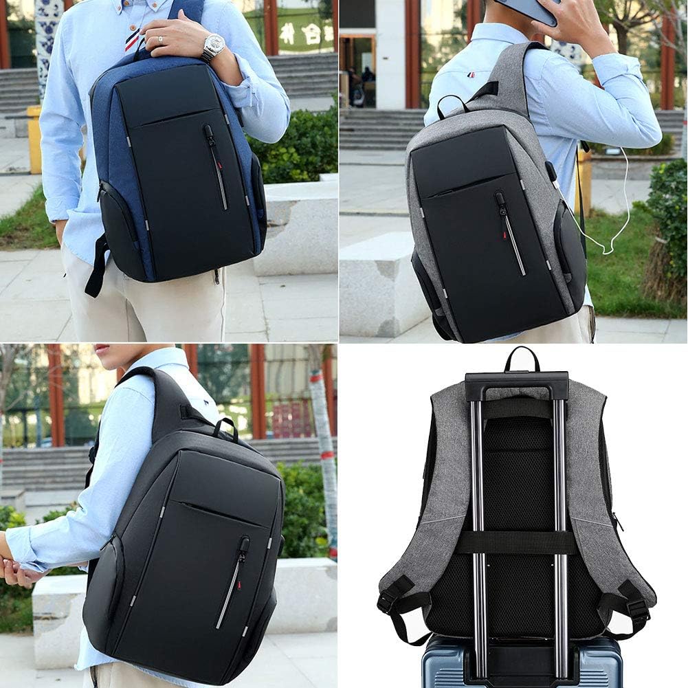 🛒 Flаѕh Sаlе Travel Laptop Backpack Water Resistant Anti-Theft Bag with USB Charging Port 14/15.6 Inch Computer Business Backpacks for Women Men College School Student Gift,Bookbag Casual Hiking Daypack,Blue