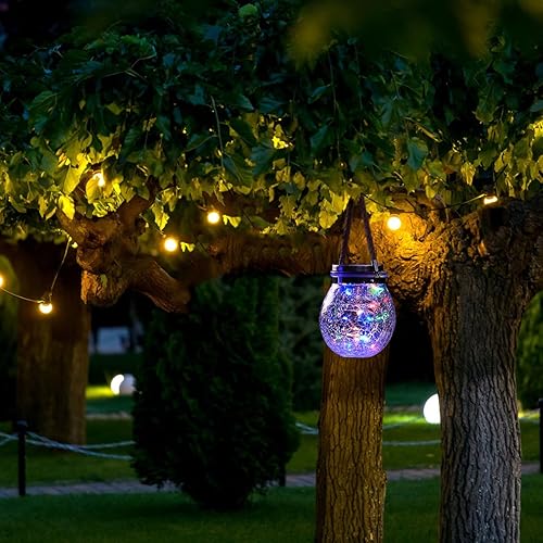 Miniatura 2 de DOITOOL 2 unids crack bola lámpara cubierta tarros tapas luz solar al aire libre luces solares decorativas luces solares linternas solares caja de