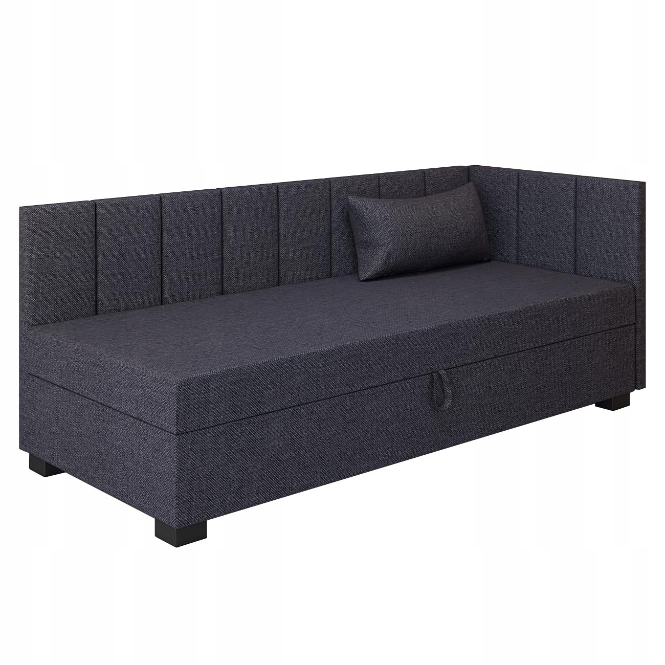 Boxspringbett Adel+ 93x198x42 cm mit Taschenfederkern Matratze, Bett mit Matratze, Polsterbett mit Bettkasten, Gepolstertes Einzel Bett, Schlafsofa - Graphit