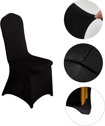 Miniatura 3 de LZY 10 fundas elásticas de elastano para sillas de boda, fiestas, comedor y banquete, decoración de sillas (negro, 10)