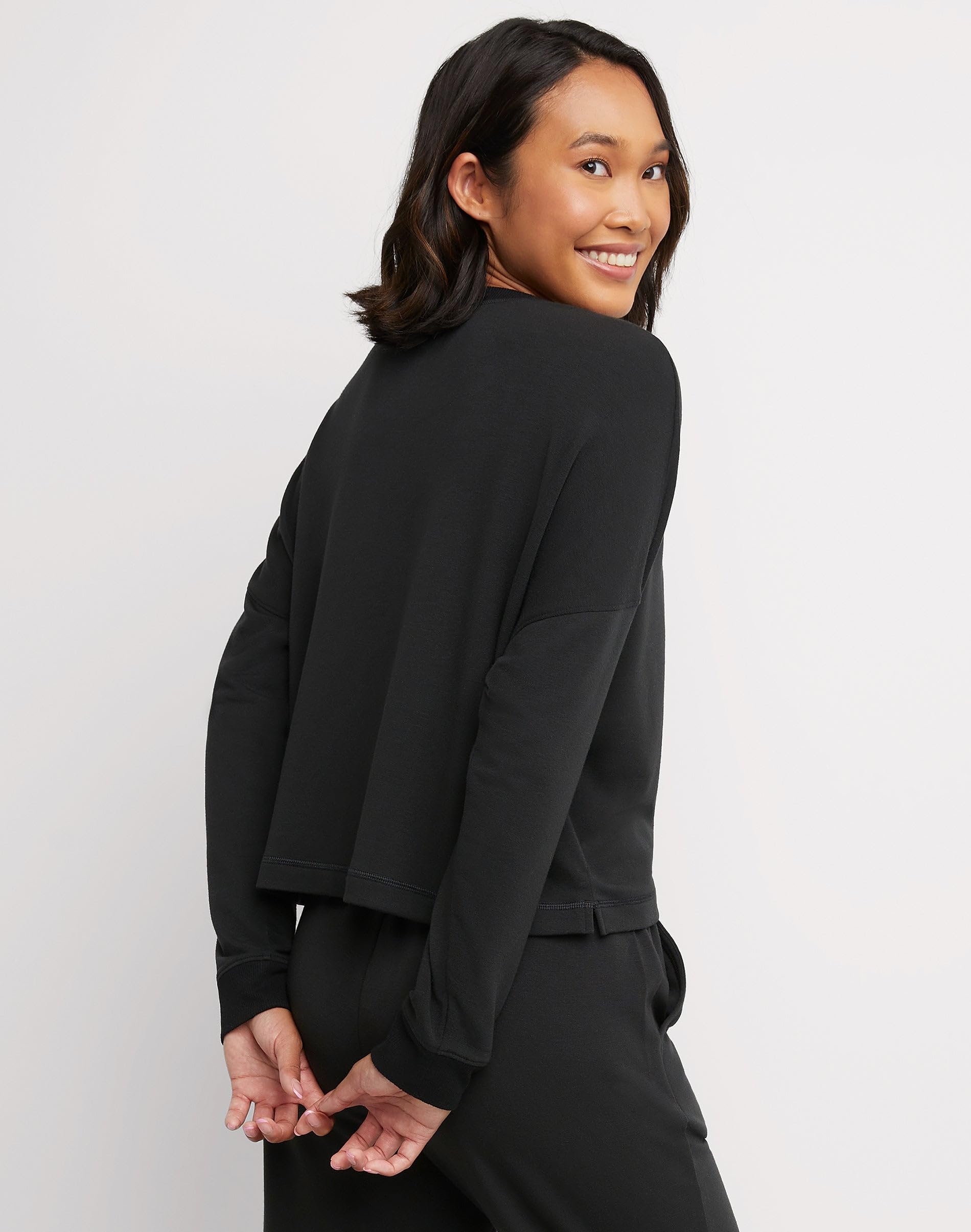 Hanes Damski Originals miękki szczotkowany polar, krótki top, plus size sweter bluza, Wyciszona tęczówka, M