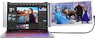 Riitek 14” Full HD IPS 1080P Portable Monitor Screen Extender with USB A, Type-C, HDMI Cable, Carry Bag for 14”-17” Laptop, Mac, Switch, Xbox One, PS5 (Screen Size - 14 Inch, Grey)