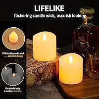 Vista 3 de Juego de 2 velas parpadeantes sin llama de 3 x 3 pulgadas, 2 pilas AA de duración de 600 horas, velas parpadeantes con temporizador, velas sin llama