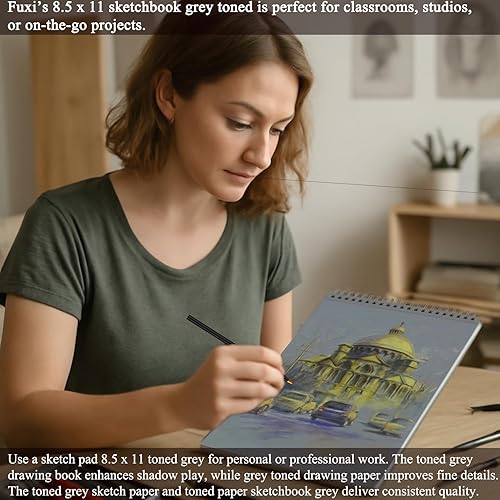 Miniatura 213 de Cuaderno de bocetos de 9 x 12 pulgadas, bloc de bocetos con espiral superior, paquete de 1 bloc de 100 hojas (68 libras/3.53 oz/m² - 100 g/m2)