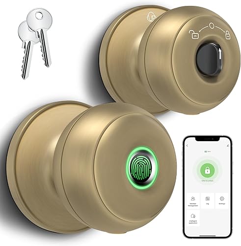 Miniatura 11 de GeekTale Cerradura de puerta de huellas dactilares, cerradura inteligente con aplicación, cerradura de puerta biométrica, perilla de puerta