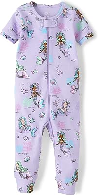 The Children's Place Baby Girls' Short Sleeve 100% Cotton Zip-Front One Piece Footless Pajamas