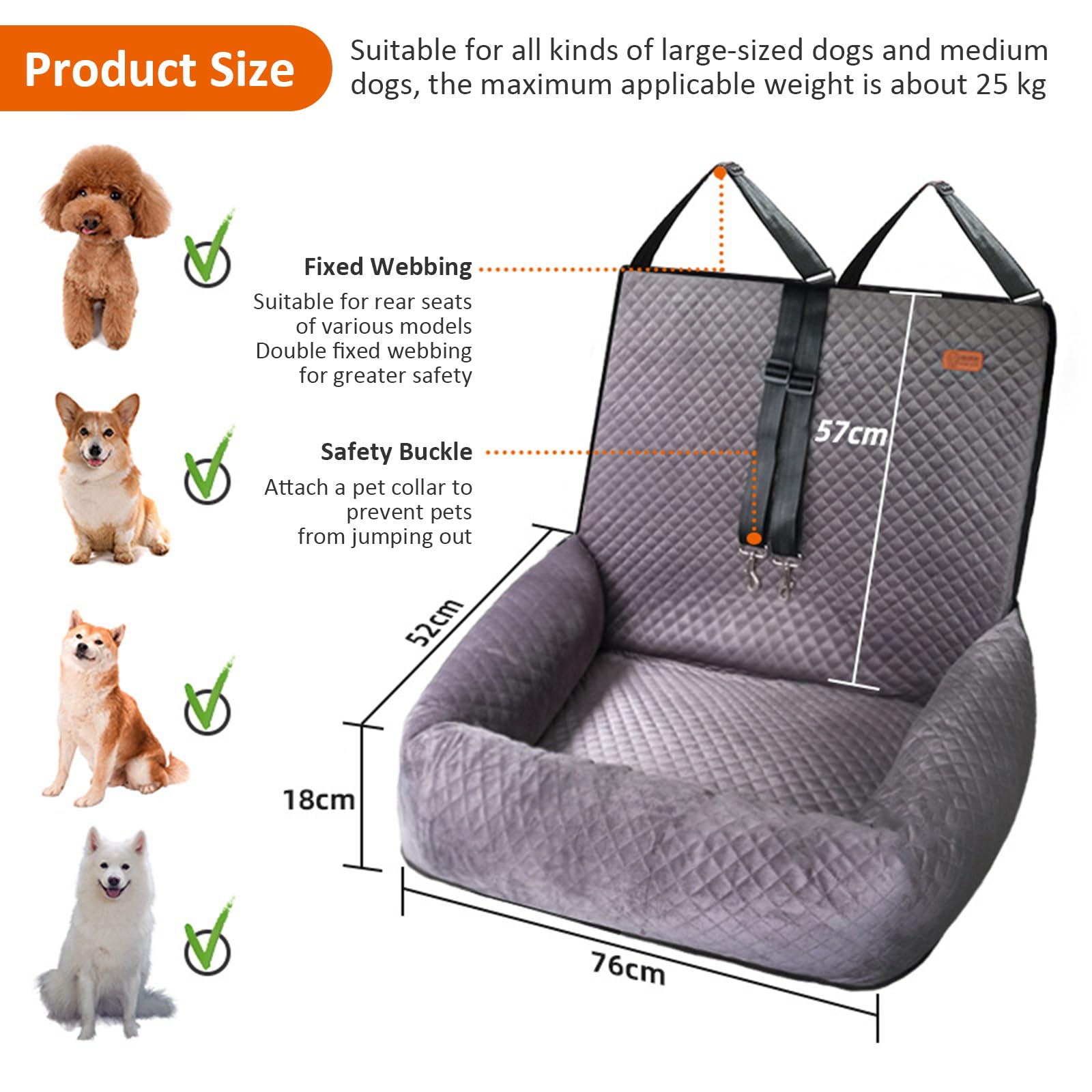 Seggiolino Auto Per Cani Piccoli E Medi Con Cintura Di Sicurezza - Trasportino Per Viaggi