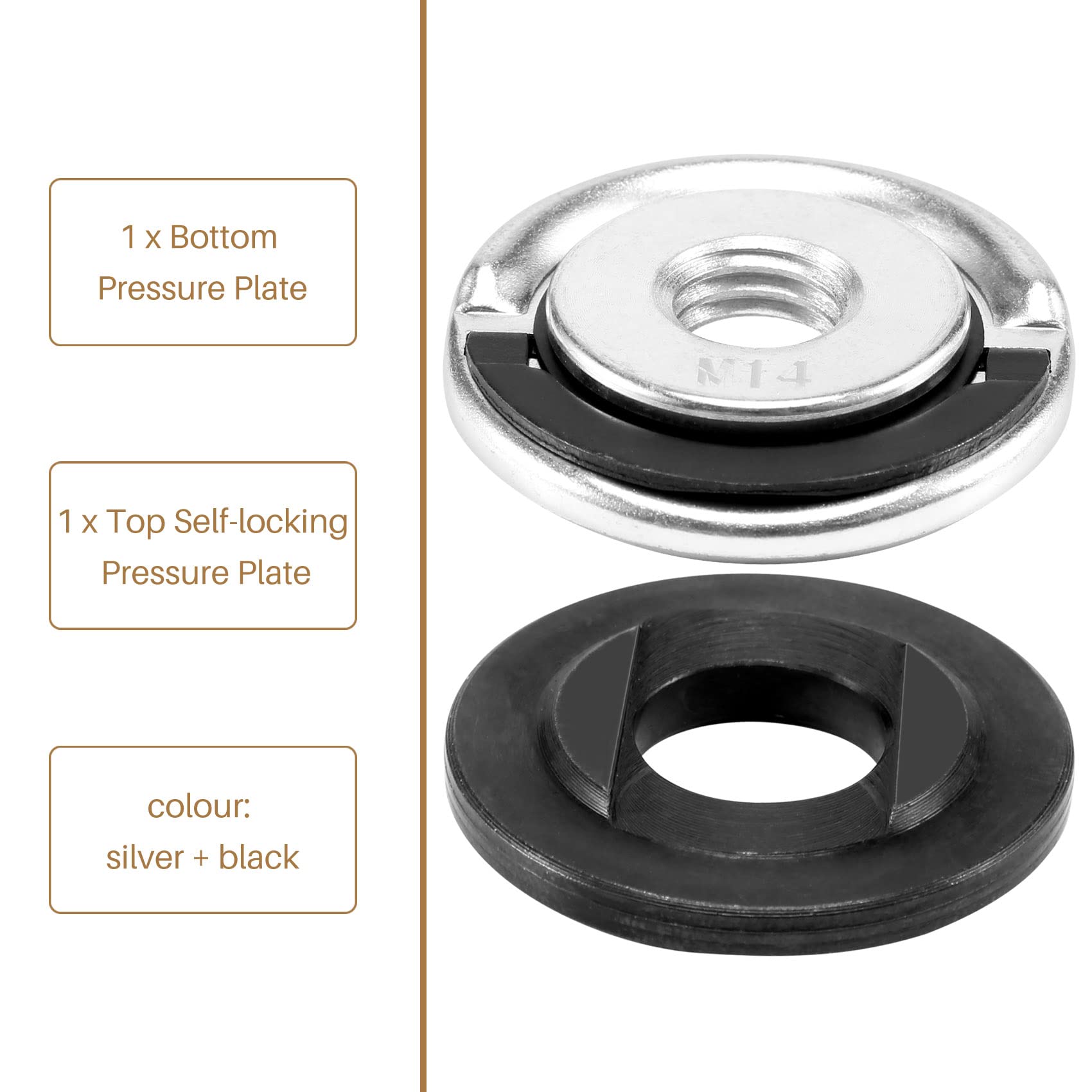 Set Dado Flangia Per Smerigliatrice Angolare - Filettatura M14, 2 Pezzi Per Fissaggio Disco - Foto 4