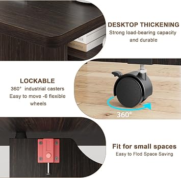 CABIHOME Folding Dining Table with 2 Tier Storage-Extendable Drop Leaf Space Saving Kitchen Dining Room Tables for 4, Collapsible Expandable Rectangle (Dark Walnut, 47.2 D x 23.6 W x 29.5 H)