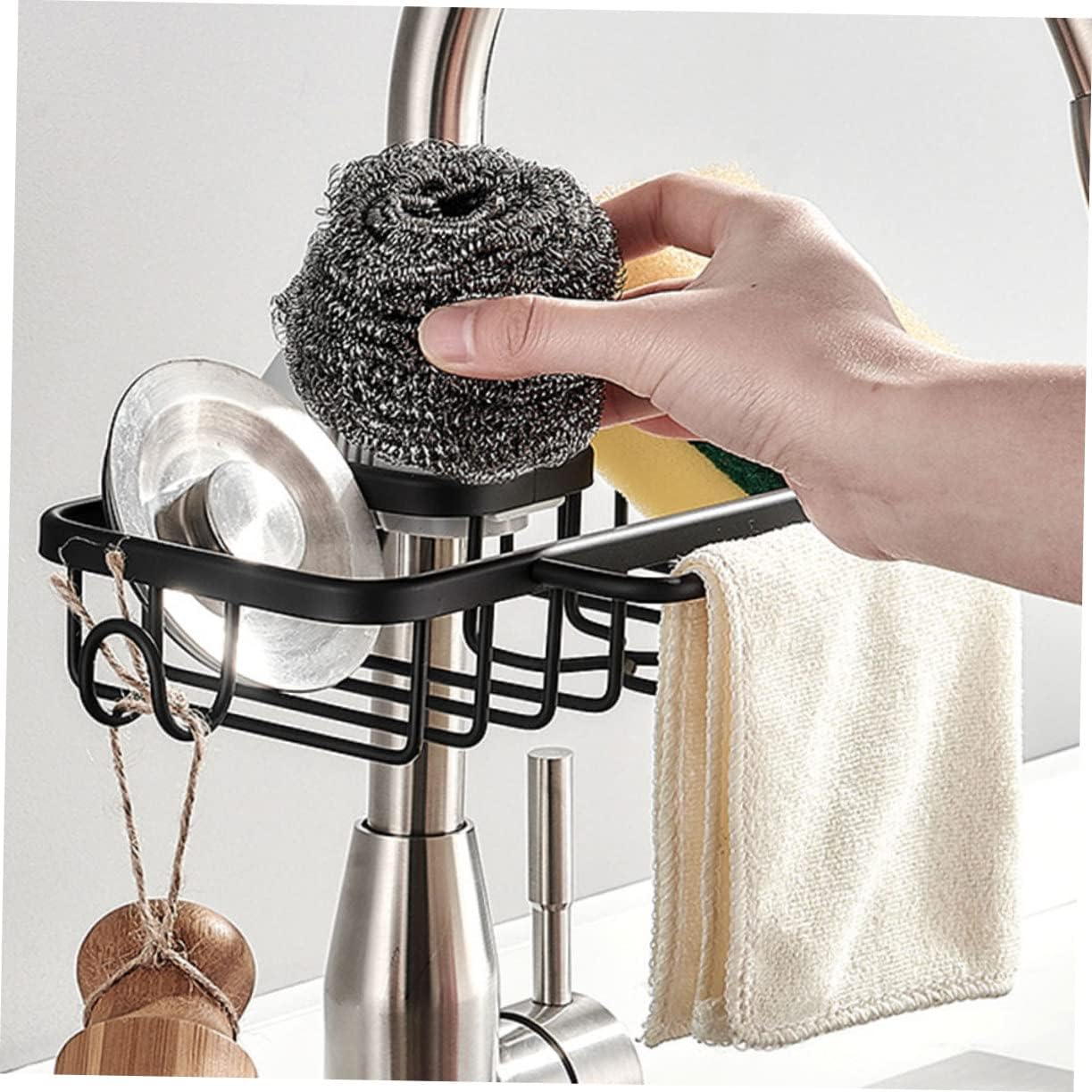 Kitchen Sink Storage Holder Dish Rack Drainboard Sink Basket Strainer Space Aluminum