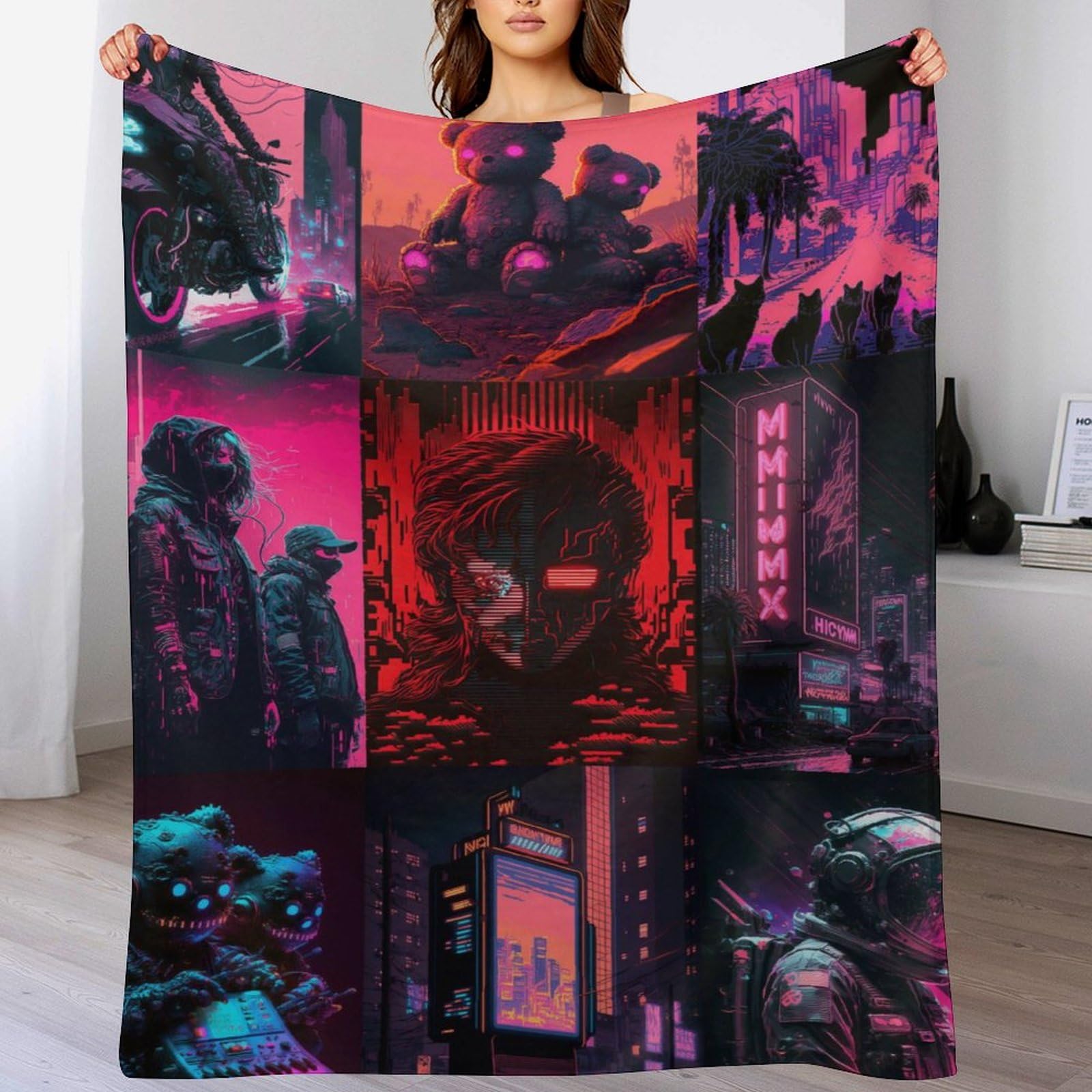 Couverture imprimée néon paysage à offrir pour un confort absolu