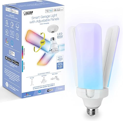 Miniatura 9 de Feit Electric Luz LED inteligente para garaje, panel RGBW, 3 paneles, WiFi 2.4 GHz, bombilla LED atornillada para tienda, funciona con Alexa y