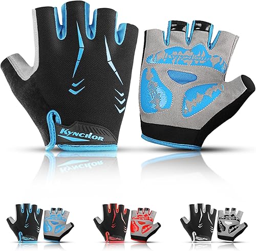 Miniatura 2 de 1 par de guantes de ciclismo de otoño 2025 para hombre, diseño de bloqueo de color, guantes de ciclismo acolchados para ciclismo, entrenamiento para
