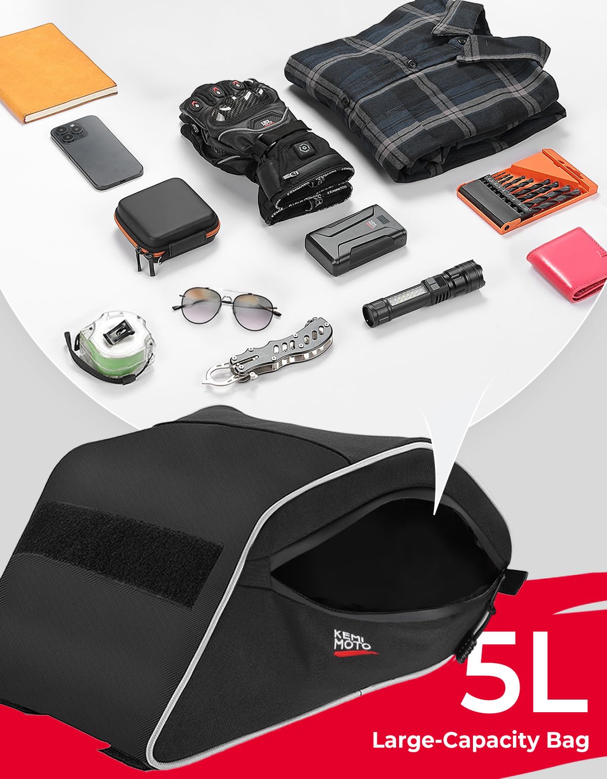 KEMIMOTO Storage Bag UTV Console Bag Compatible with Polaris General 1000/4 1000/ General XP 1000 2016 2017 2018 2019 2020 2021 2022 2023 2024 2025