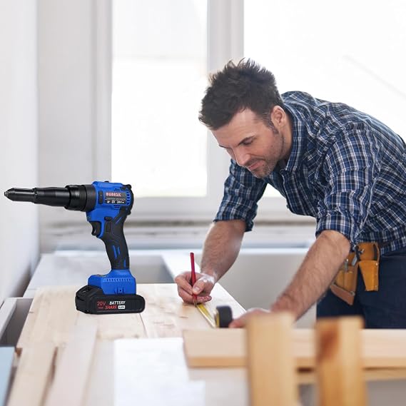 Weytoll Cordless Rivet Machine, Portable 20V Lithium Battery Charging Full-Automatic Core Pulling Rivet Machine Professional Kit,with 30Pcs Rivets, for 1/8'', 5/32'', 3/16'' Rivets
