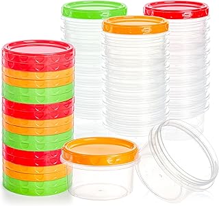 Elsjoy 36 Pack 8 oz Freezer Food Storage Container with Lid, Reusable Small Food Container Twist Top Plastic Condiment Cup, Leak Proof Deli Storage Containers, Freezer & Dishwasher Safe