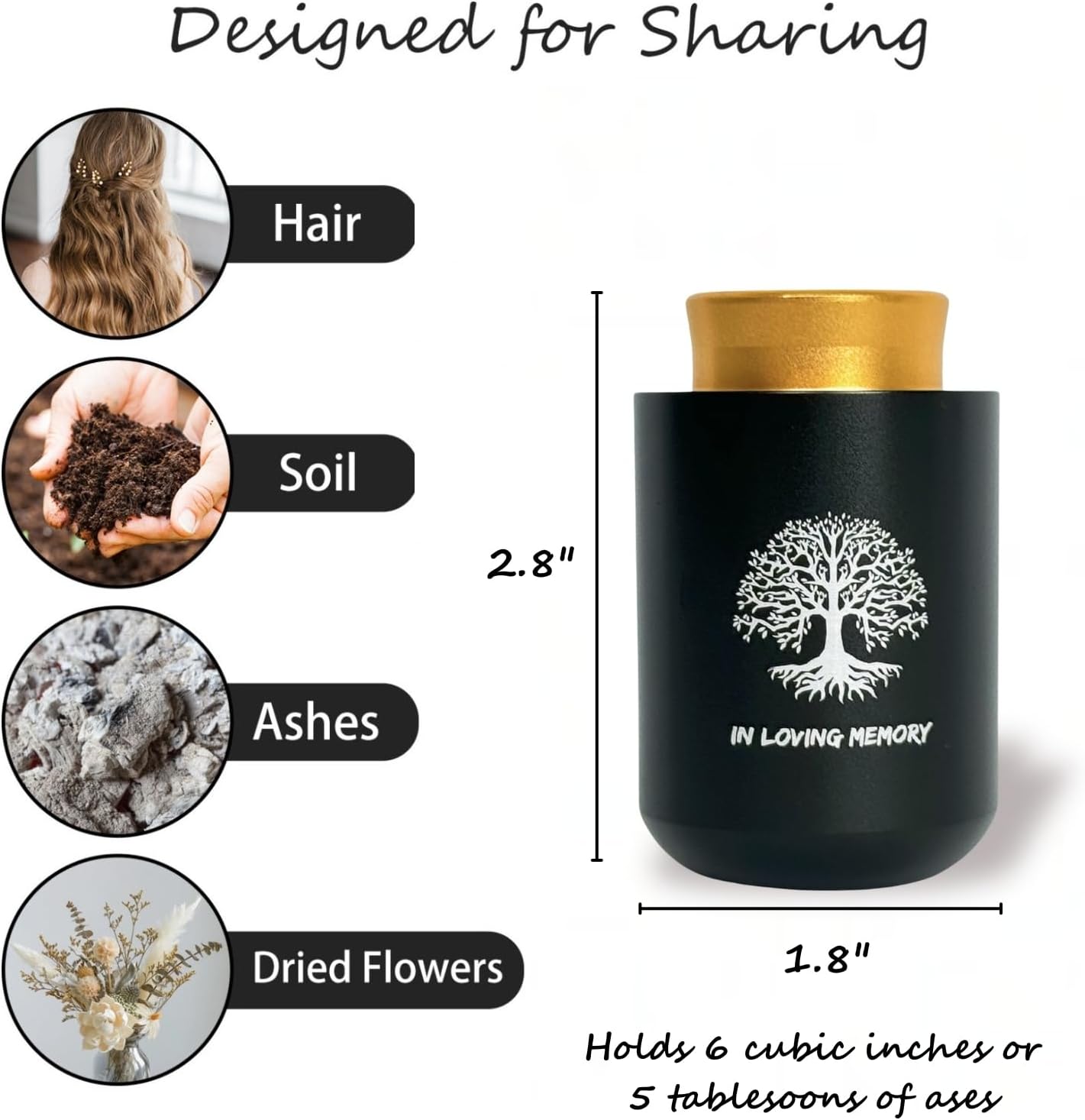 Small Urns for Human Ashes Keepsake with 4X6 Desk Picture Frame & Hydroponics Glass Vase, Memorial Keepsake Urn for Human Ashes, Mini Urns for Ashes, Small Urn Cremation