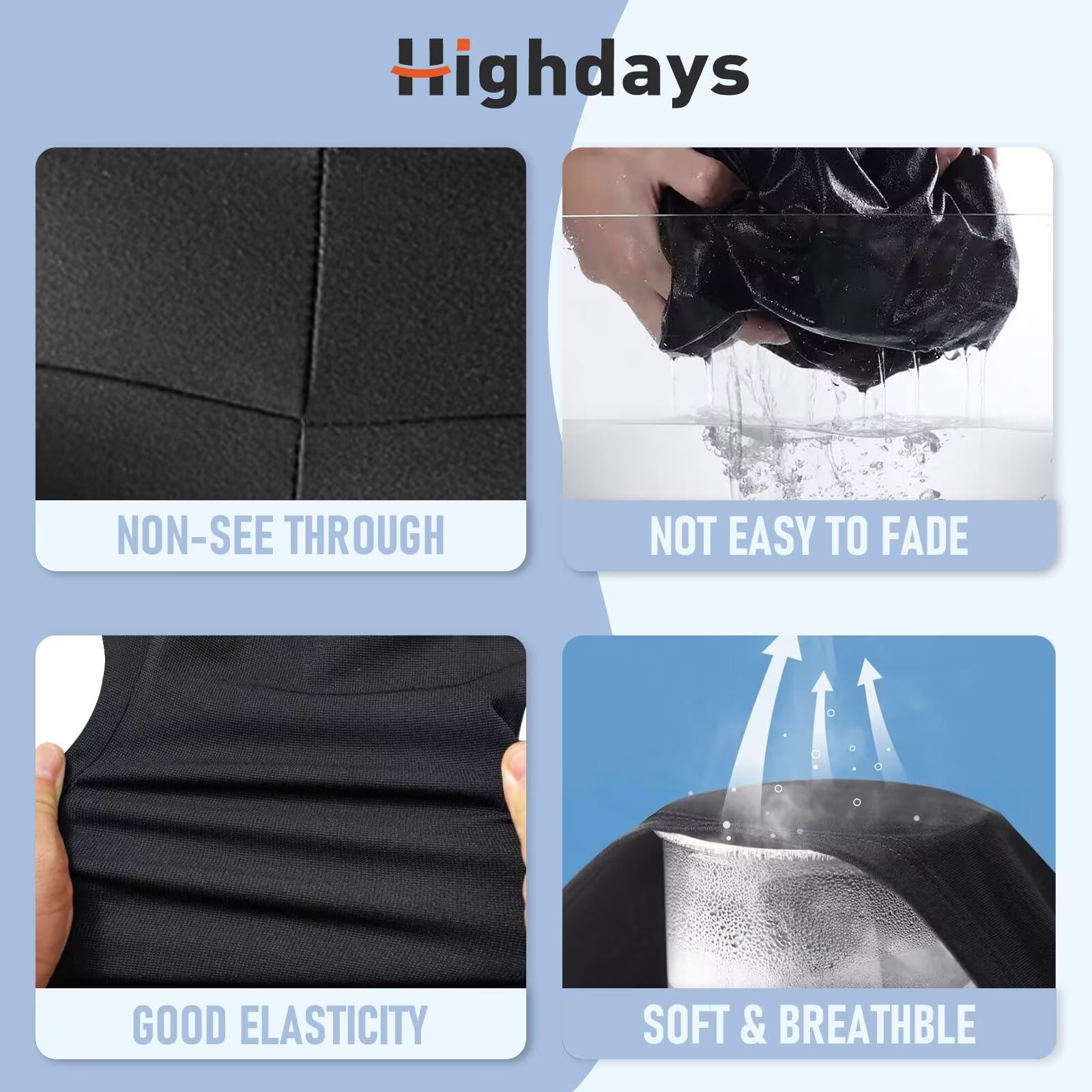 HIGHDAYS Legginsy dla kobiet - legginsy treningowe z wysokim stanem, nieprzezroczyste, cienkie, miękkie spodnie do jazdy na rowerze, jogi, biegania, Czarny/czarny/szary, L